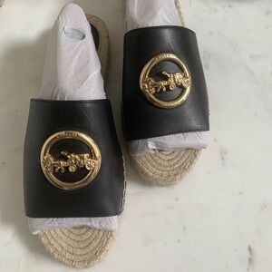 Coach Leather Espadrille Sandals